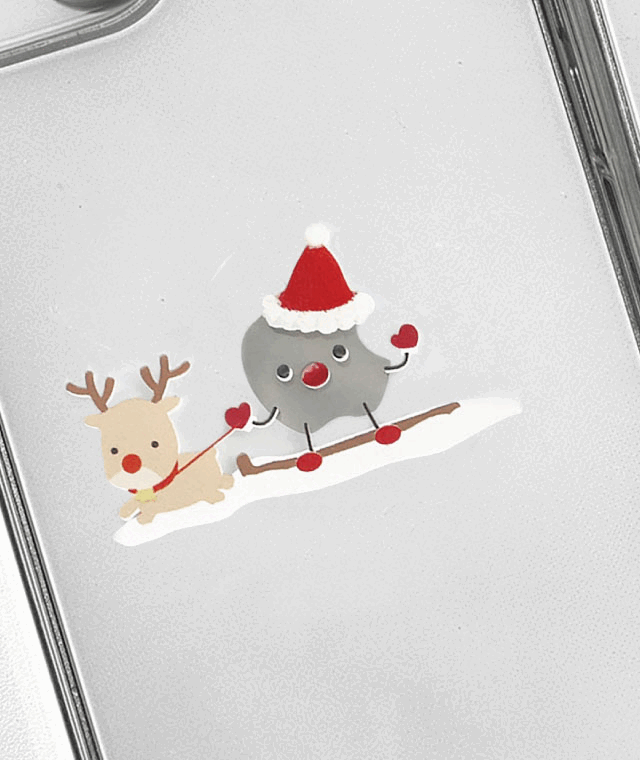 산타와 눈사람 겨울 애플로고 케이스
